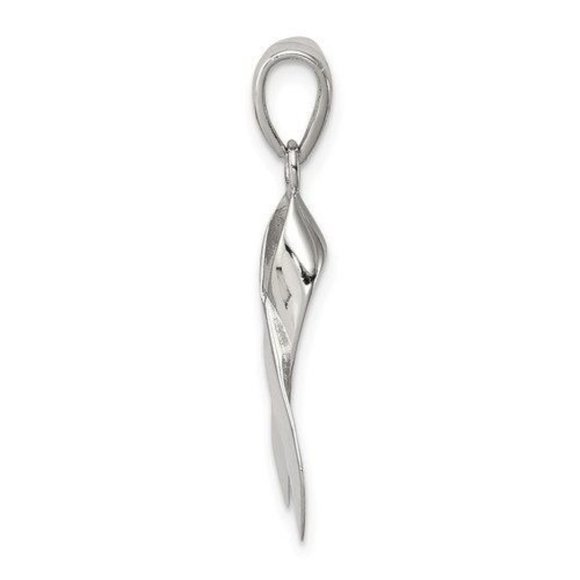 Cancer Awareness Ribbon Charm Pendant Sterling Silver - Picture 3 of 3